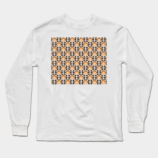 Mid century modern neutral colors flower pattern Long Sleeve T-Shirt